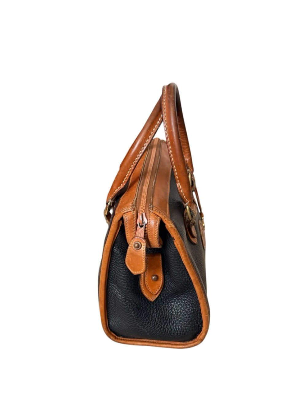VINTAGE 1990S DOONEY & BOURKE NAVY ALL WEATHER LEATHER SATCHEL HANDBAG - Picture 3 of 16